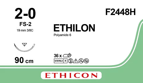 Suture Non Assorbibili Ethicon Ethilon In Nylon, Ago FS-2 - 3/8 Da 19 Mm, USP 2/0 – nero 90cm 36pz. image 0