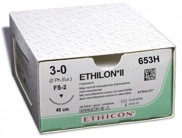 Suture Non Assorbibili Ethicon Ethilon In Nylon, Ago FS-2 - 3/8 Da 19 Mm, USP 3/0 – nero 75cm 36pz. image 0