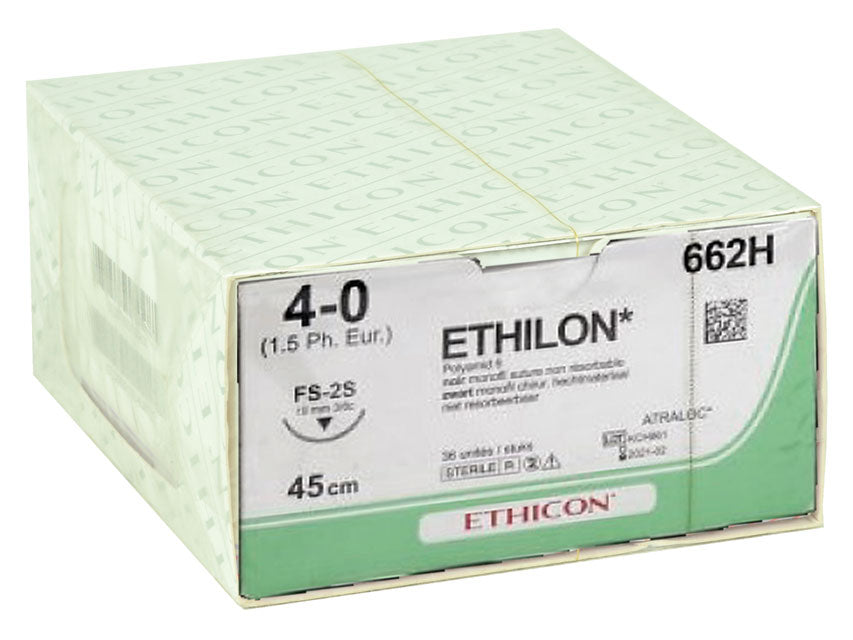 Suture Non Assorbibili Ethicon Ethilon In Nylon, Ago FS-2 - 3/8 Da 19 Mm, USP 4/0 – nero 75cm 36pz. image 0